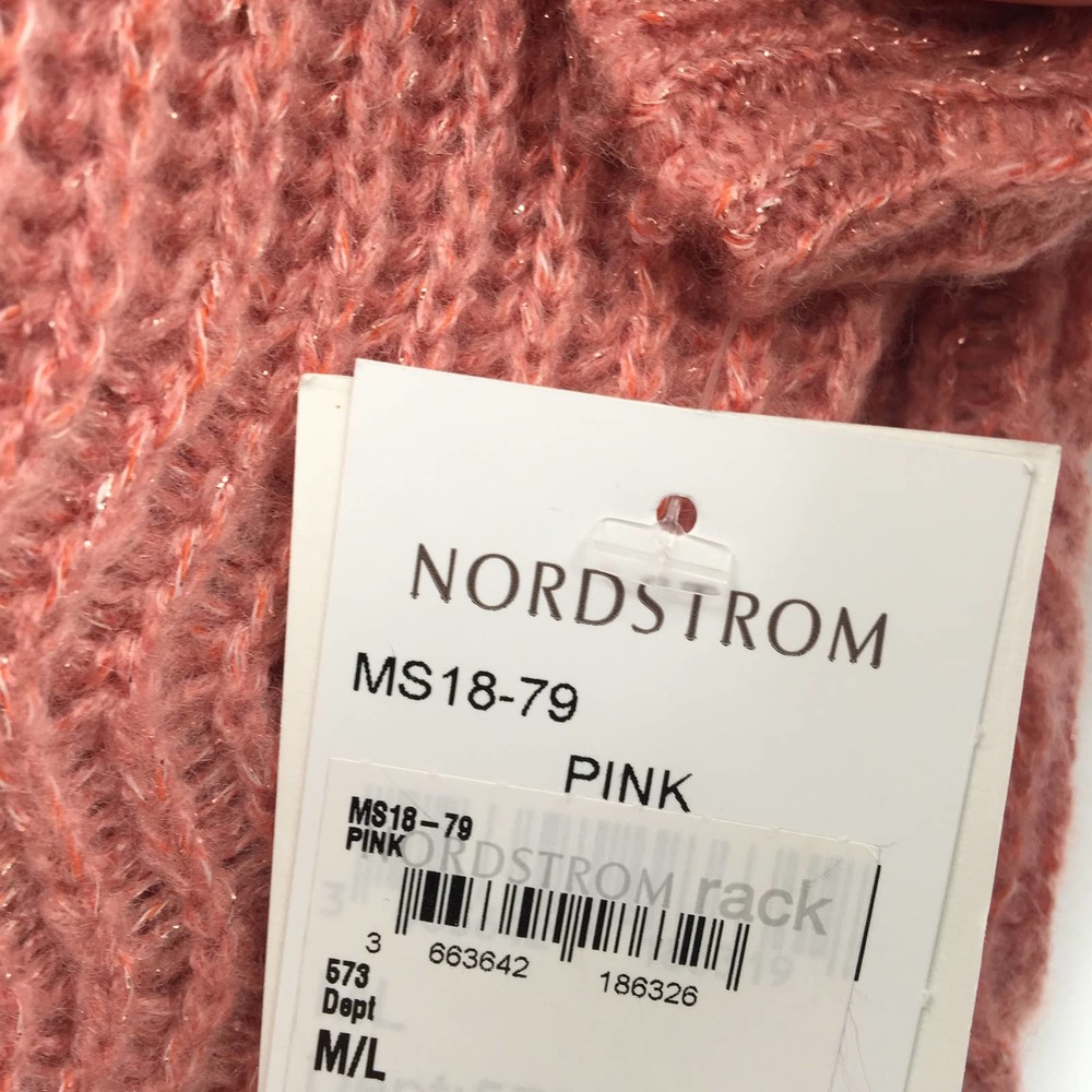 French Women's Knitted Crew Neck Pullover Sweater Long Sleeves Coral Medium NWT - Picture 4 of 6